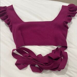 Urban Outfitters Red Ruffled Crop Tank Top